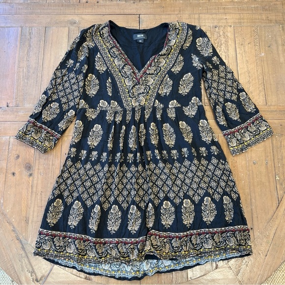 Anthropologie Maeve Maplewood Dress XSP Paisley Bohemian V-neck Festival Mini - Picture 2 of 12